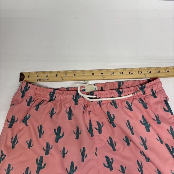 Bermies Swim Trunks Salmon  with all over Cactus print Sz Medium 5”inseam - Picture 6 of 8